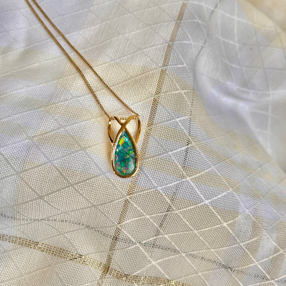 14K Gold Mosaic Australian  Opal Pendant, Opal Jewelry, Australian Jewelry - Picture 9 of 14